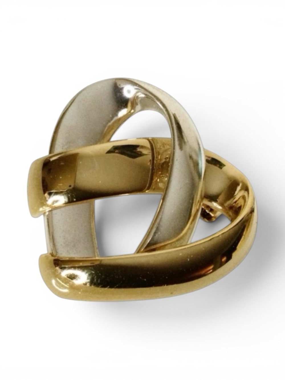Vintage Two‑Tone Interlocking Heart Brooch – Classic Mid‑Century Style - Picture 4 of 10